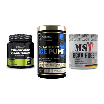 Kraft-Stack: BioTech Creatine + Kevin Levrone + MST BCAA Huge 200 – alle enthaltenen Artikel