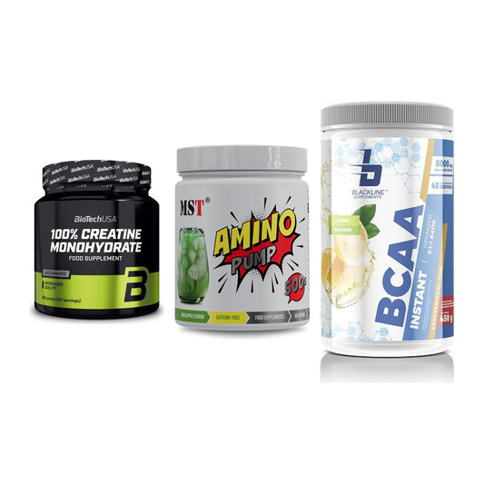 Kraft-Stack: BioTech Creatine + MST Amino Pump + Blackline – alle enthaltenen Artikel
