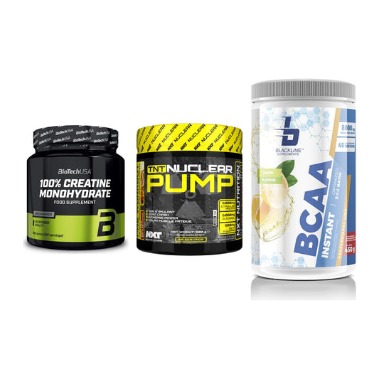 Kraft-Stack: BioTech Creatine + NXT Nutrition TNT + Blackline – alle enthaltenen Artikel