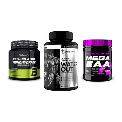 Kraft-Stack: BioTech Creatine + Kevin Levrone + Scitec Mega EAA – alle enthaltenen Artikel
