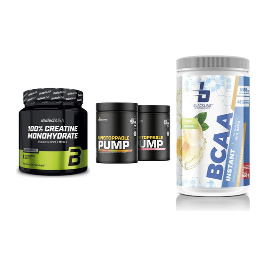 Kraft-Stack: BioTech Creatine + Dedicated + Blackline – alle enthaltenen Artikel