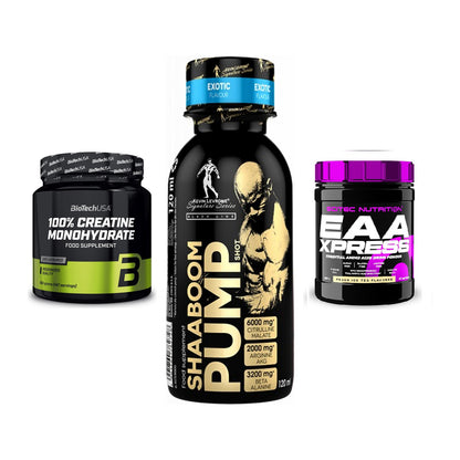 Kraft-Stack: BioTech Creatine + Kevin Levrone + Scitec EAA Xpress – alle enthaltenen Artikel