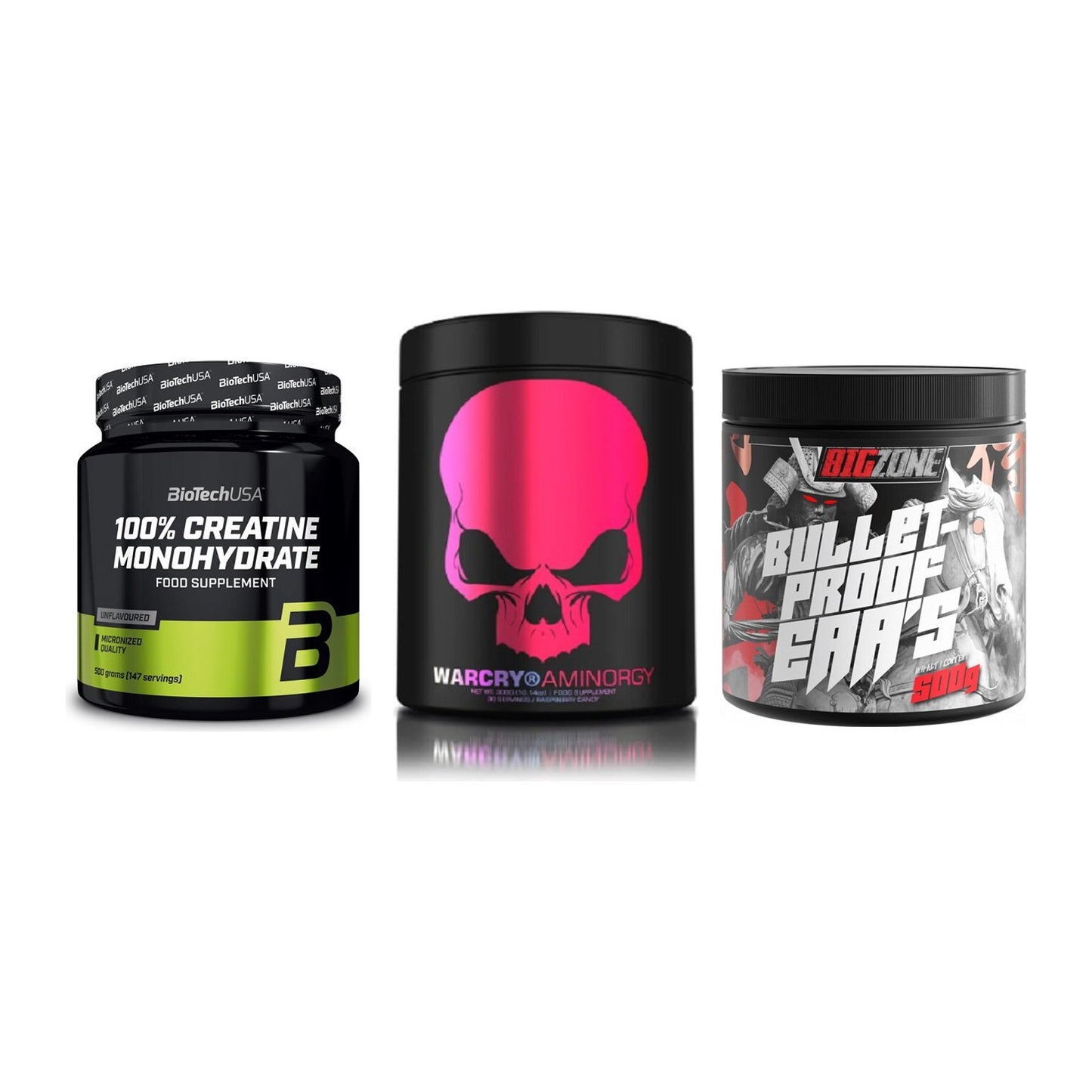 Kraft-Stack: BioTech Creatine + Genius Nutrition + Big Zone Bulletpr – alle enthaltenen Artikel