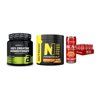 Kraft-Stack: BioTech Creatine + Nutrend N1 + Activlab BCAA – alle enthaltenen Artikel
