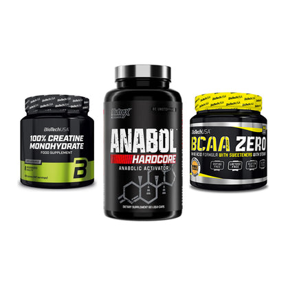 Kraft-Stack: BioTech Creatine + Nutrex Anabol + BioTech BCAA Zero – alle enthaltenen Artikel