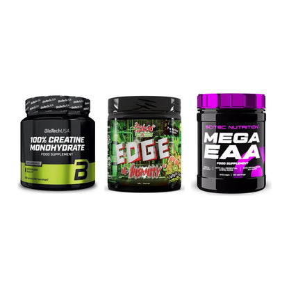 Kraft-Stack: BioTech Creatine + Psycho Pharma + Scitec Mega EAA – alle enthaltenen Artikel