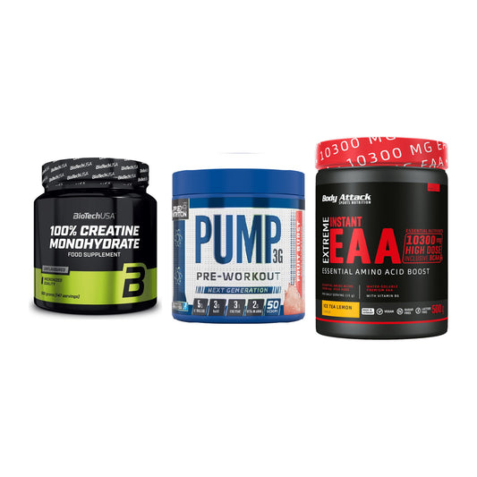 Kraft-Stack: BioTech Creatine + Applied Nutrition + Body Attack – alle enthaltenen Artikel