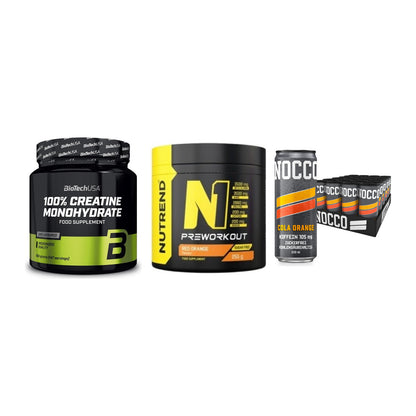 Kraft-Stack: BioTech Creatine + Nutrend N1 + Nocco BCAA Drink – alle enthaltenen Artikel