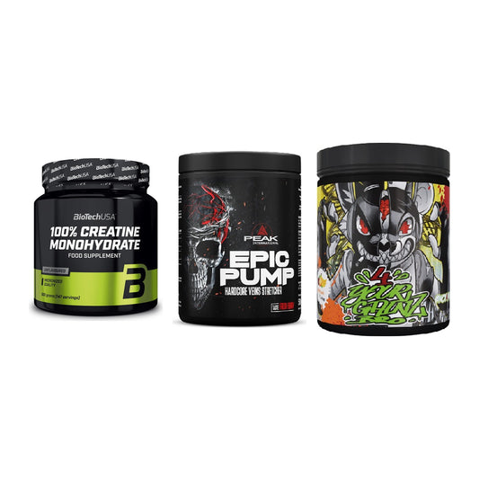 Kraft-Stack: BioTech Creatine + Peak EPIC Pump + BPS-Pharma EAA´s – alle enthaltenen Artikel