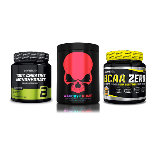 Kraft-Stack: BioTech Creatine + Genius Nutrition + BioTech BCAA Zero – alle enthaltenen Artikel