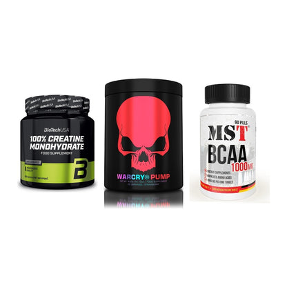 Kraft-Stack: BioTech Creatine + Genius Nutrition + MST BCAA 1000 (90 – alle enthaltenen Artikel