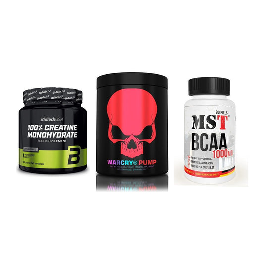 Kraft-Stack: BioTech Creatine + Genius Nutrition + MST BCAA 1000 (90 – alle enthaltenen Artikel