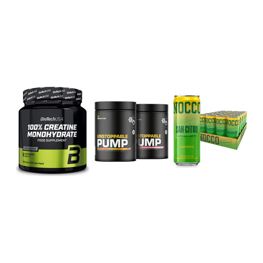 Kraft-Stack: BioTech Creatine + Dedicated + Nocco BCAA Drink – alle enthaltenen Artikel