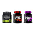 Kraft-Stack: BioTech Creatine + Scitec Hot Blood + Scitec BCAA 6400 – alle enthaltenen Artikel