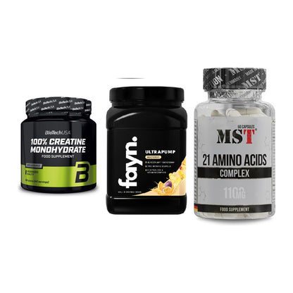 Kraft-Stack: BioTech Creatine + Fayn. Ultrapump + MST 21 Amino – alle enthaltenen Artikel
