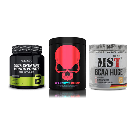 Kraft-Stack: BioTech Creatine + Genius Nutrition + MST BCAA Huge 200 – alle enthaltenen Artikel
