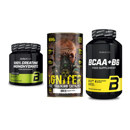 Kraft-Stack: BioTech Creatine + Nuclear Nutrition + BioTech BCAA+B6 – alle enthaltenen Artikel