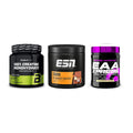 Kraft-Stack: BioTech Creatine + ESN Crank Booster + Scitec EAA Xpress – alle enthaltenen Artikel