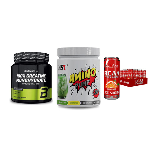 Kraft-Stack: BioTech Creatine + MST Amino Pump + Activlab BCAA – alle enthaltenen Artikel