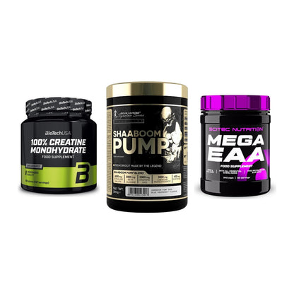 Kraft-Stack: BioTech Creatine + Kevin Levrone + Scitec Mega EAA – alle enthaltenen Artikel