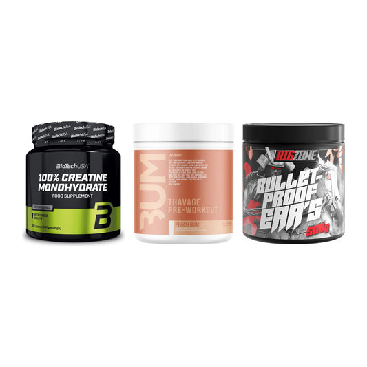 Kraft-Stack: BioTech Creatine + RAW Nutrition + Big Zone Bulletpr – alle enthaltenen Artikel