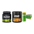 Kraft-Stack: BioTech Creatine + ESN Crank Booster + Nocco BCAA Drink – alle enthaltenen Artikel