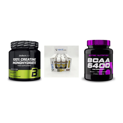 Kraft-Stack: BioTech Creatine + NNT Extreme + Scitec BCAA 6400 – alle enthaltenen Artikel