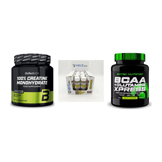 Kraft-Stack: BioTech Creatine + NNT Extreme + Scitec BCAA – alle enthaltenen Artikel