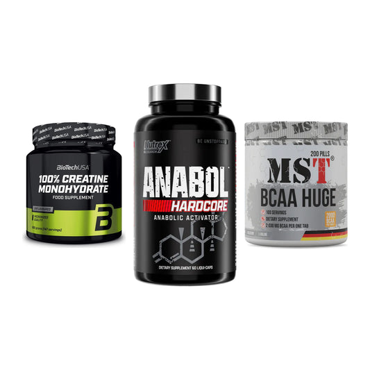Kraft-Stack: BioTech Creatine + Nutrex Anabol + MST BCAA Huge 200 – alle enthaltenen Artikel