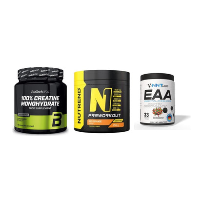Kraft-Stack: BioTech Creatine + Nutrend N1 + NNT EAA – alle enthaltenen Artikel