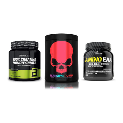 Kraft-Stack: BioTech Creatine + Genius Nutrition + Olimp Amino EAA – alle enthaltenen Artikel