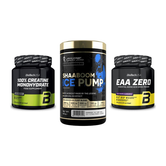 Kraft-Stack: BioTech Creatine + Kevin Levrone + BioTech EAA Zero – alle enthaltenen Artikel
