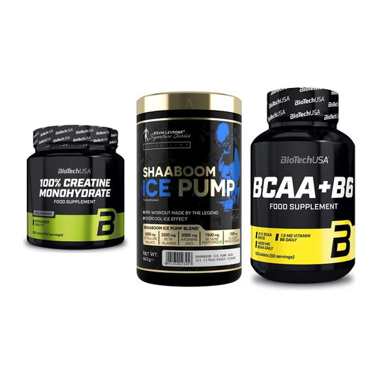 Kraft-Stack: BioTech Creatine + Kevin Levrone + BioTech BCAA+B6 – alle enthaltenen Artikel