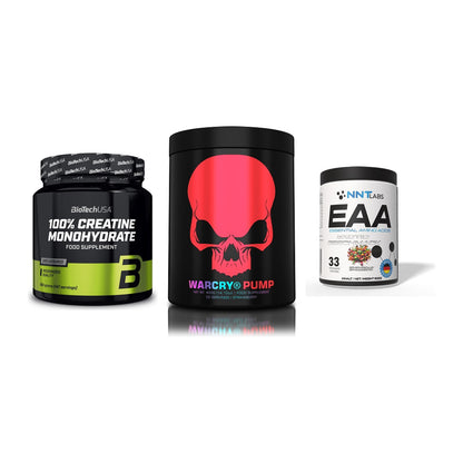 Kraft-Stack: BioTech Creatine + Genius Nutrition + NNT EAA – alle enthaltenen Artikel