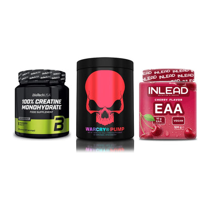 Kraft-Stack: BioTech Creatine + Genius Nutrition + INLEAD EAA – alle enthaltenen Artikel