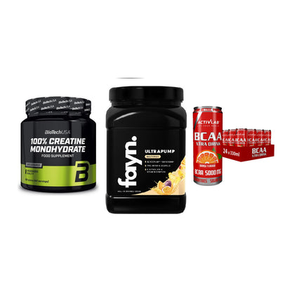 Kraft-Stack: BioTech Creatine + Fayn. Ultrapump + Activlab BCAA – alle enthaltenen Artikel