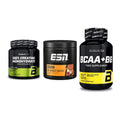 Kraft-Stack: BioTech Creatine + ESN Crank Booster + BioTech BCAA+B6 – alle enthaltenen Artikel