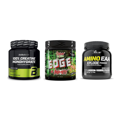Kraft-Stack: BioTech Creatine + Psycho Pharma + Olimp Amino EAA – alle enthaltenen Artikel