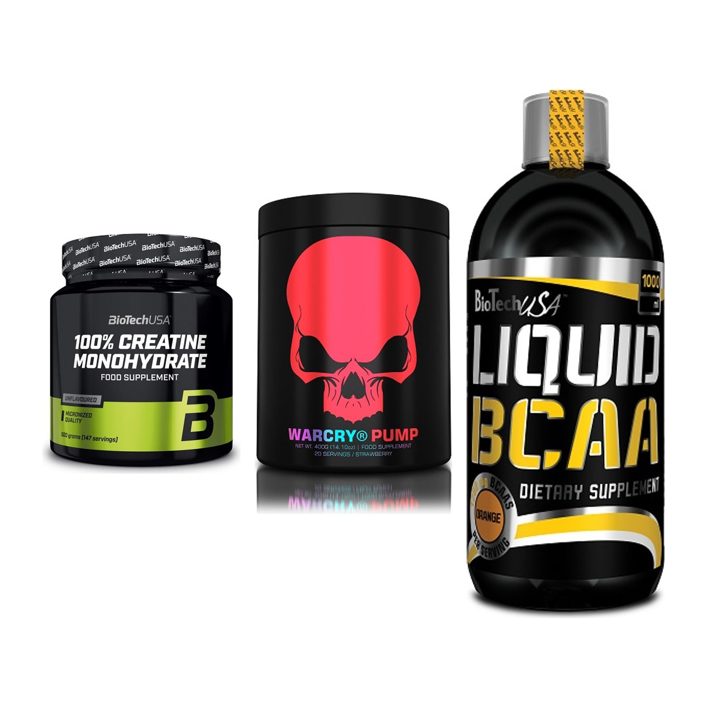 Kraft-Stack: BioTech Creatine + Genius Nutrition + BioTech Liquid – alle enthaltenen Artikel