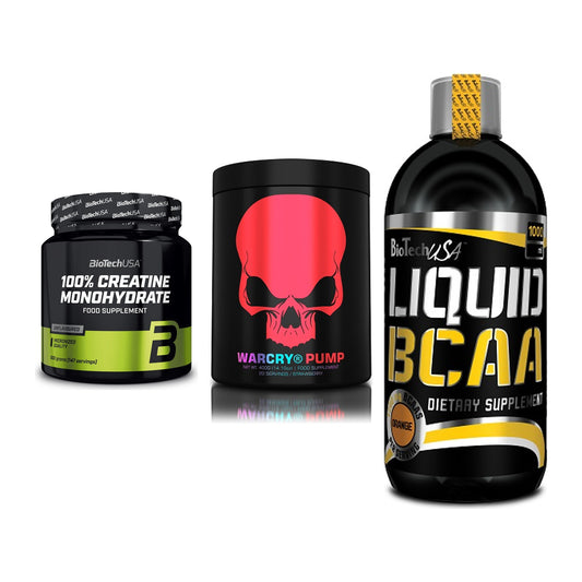 Kraft-Stack: BioTech Creatine + Genius Nutrition + BioTech Liquid – alle enthaltenen Artikel