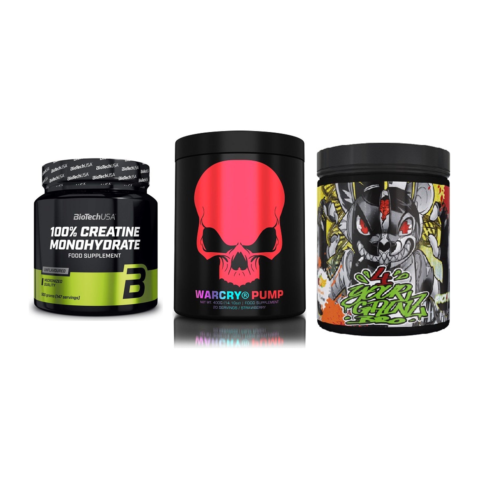 Kraft-Stack: BioTech Creatine + Genius Nutrition + BPS-Pharma EAA´s – alle enthaltenen Artikel