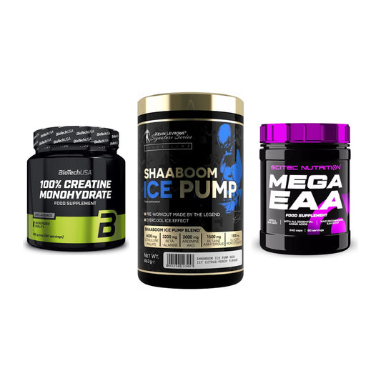 Kraft-Stack: BioTech Creatine + Kevin Levrone + Scitec Mega EAA – alle enthaltenen Artikel