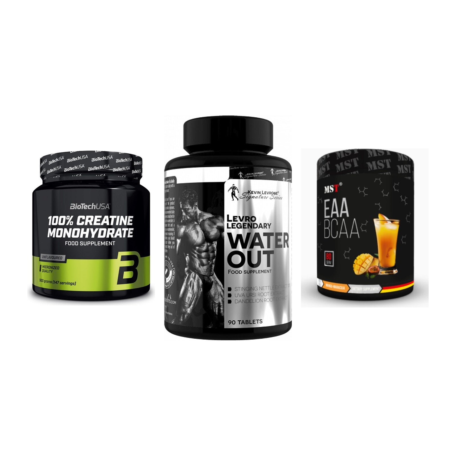 Kraft-Stack: BioTech Creatine + Kevin Levrone + MST EAA & BCAA – alle enthaltenen Artikel