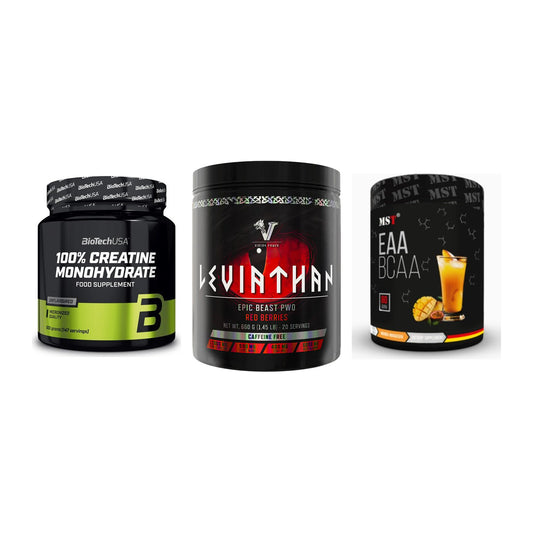 Kraft-Stack: BioTech Creatine + Viking Power + MST EAA & BCAA – alle enthaltenen Artikel