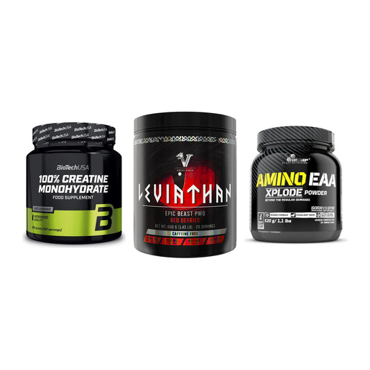 Kraft-Stack: BioTech Creatine + Viking Power + Olimp Amino EAA – alle enthaltenen Artikel