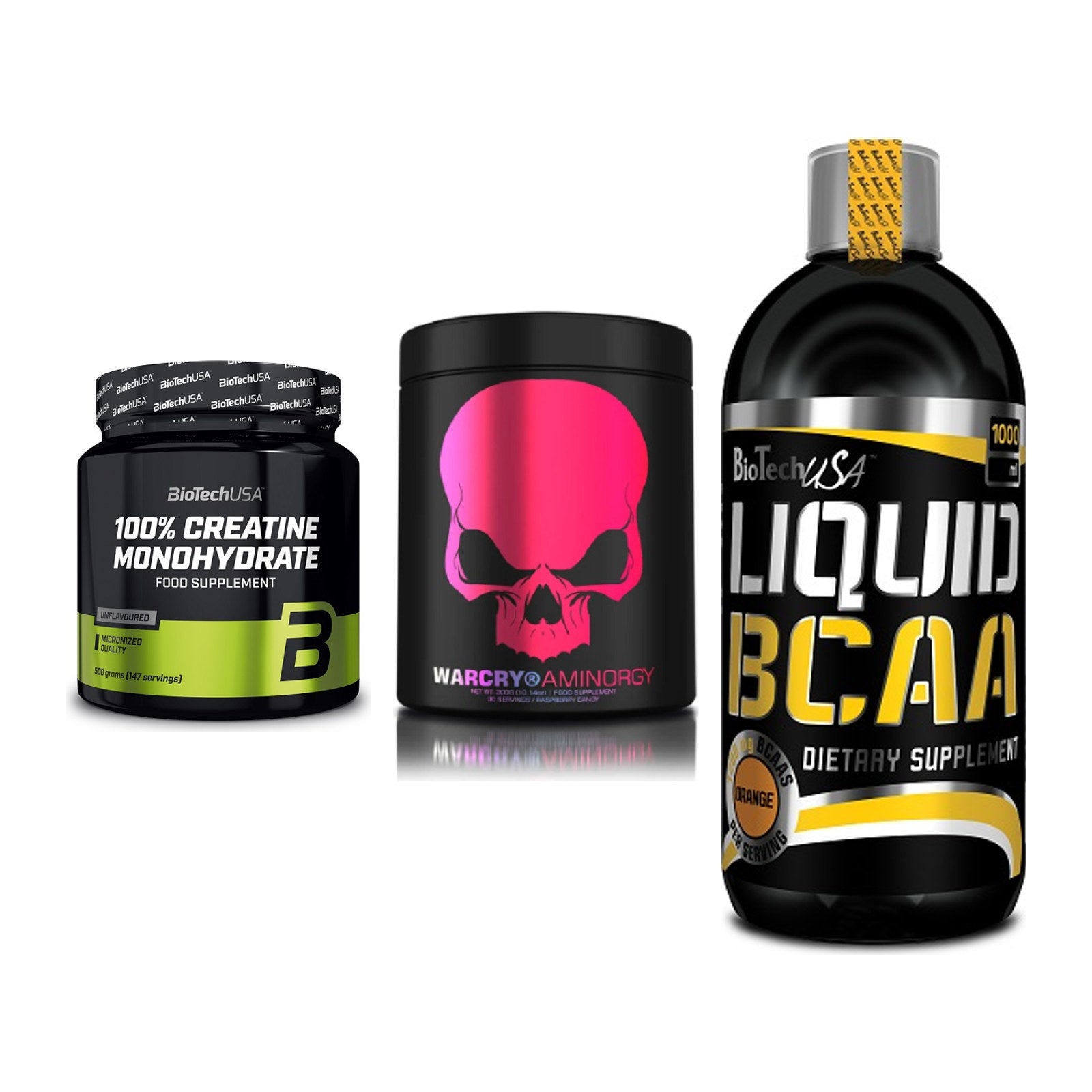 Kraft-Stack: BioTech Creatine + Genius Nutrition + BioTech Liquid – alle enthaltenen Artikel