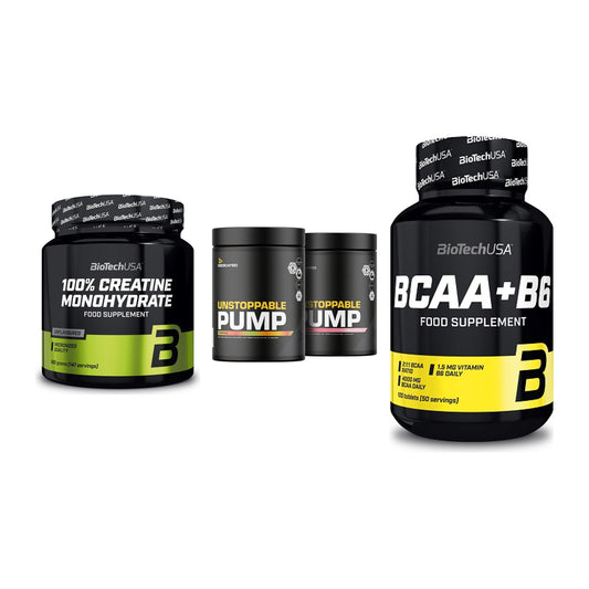 Kraft-Stack: BioTech Creatine + Dedicated + BioTech BCAA+B6 – alle enthaltenen Artikel