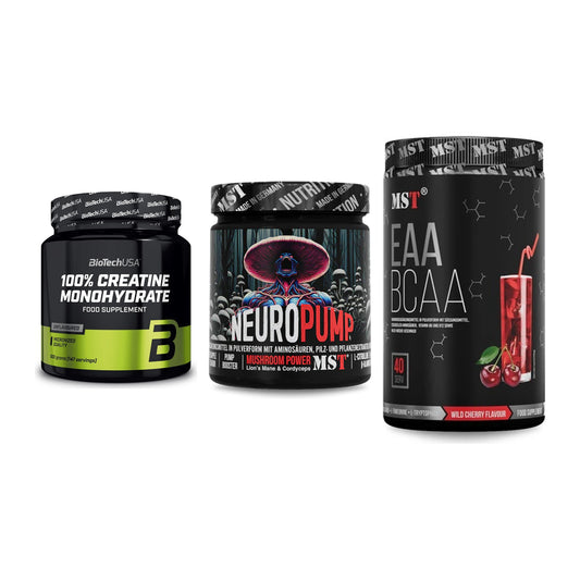 Kraft-Stack: BioTech Creatine + MST NeuroPump + MST EAA & BCAA – alle enthaltenen Artikel