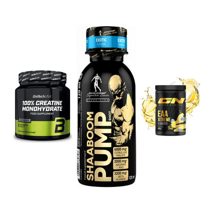 Kraft-Stack: BioTech Creatine + Kevin Levrone + GN EAA Xtreme – alle enthaltenen Artikel