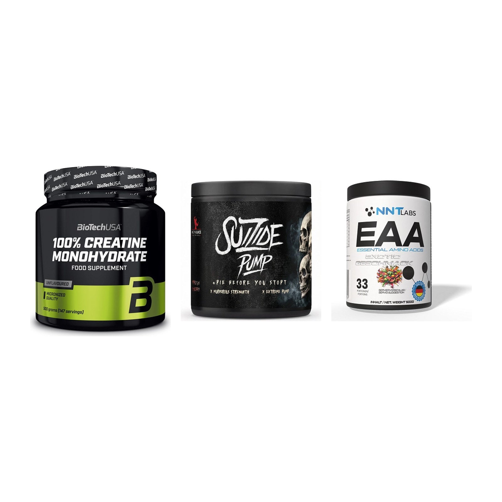 Kraft-Stack: BioTech Creatine + #GYMJUICE SUIZIDE + NNT EAA – alle enthaltenen Artikel